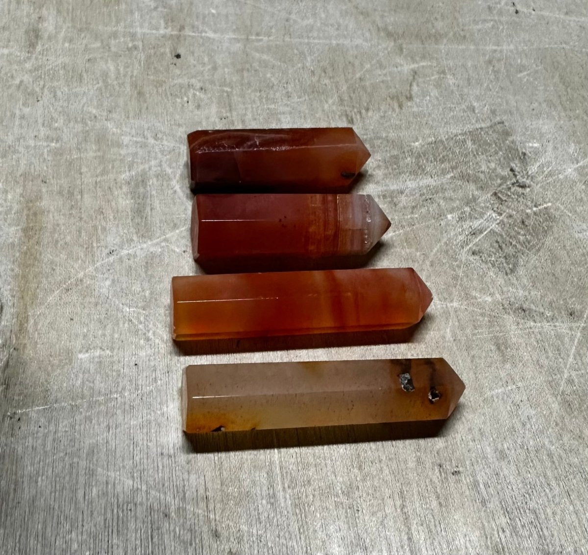 SET OF 4 - Tiny Carnelian Towers / 1" AVG