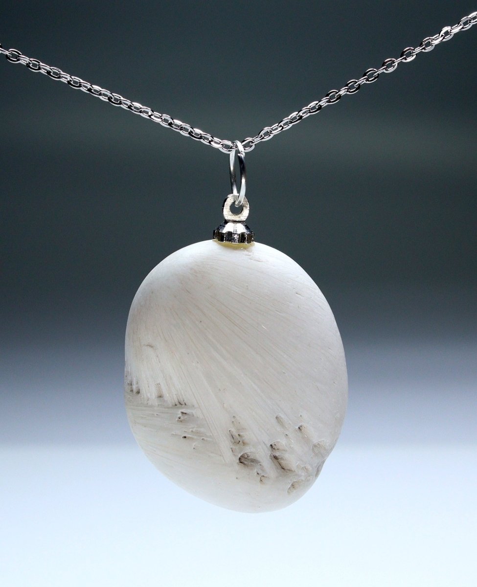 SET OF 4 - Tumbled Scolecite Pendant with Silver Plated Bail / 1" AVG