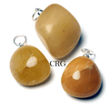 Yellow Quartz Pendant (1 inch) (Set of 4) Jewelry Making Small Tumbled Pendant (INJD)
