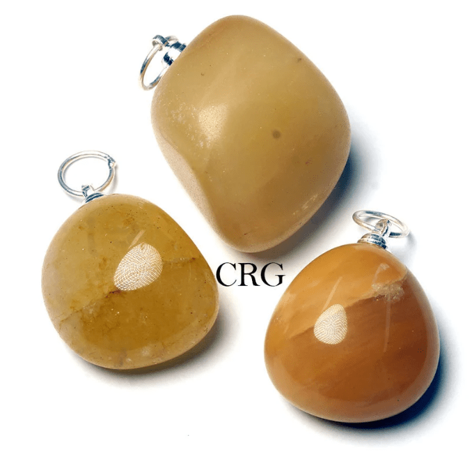Yellow Quartz Pendant (1 inch) (Set of 4) Jewelry Making Small Tumbled Pendant (INJD)
