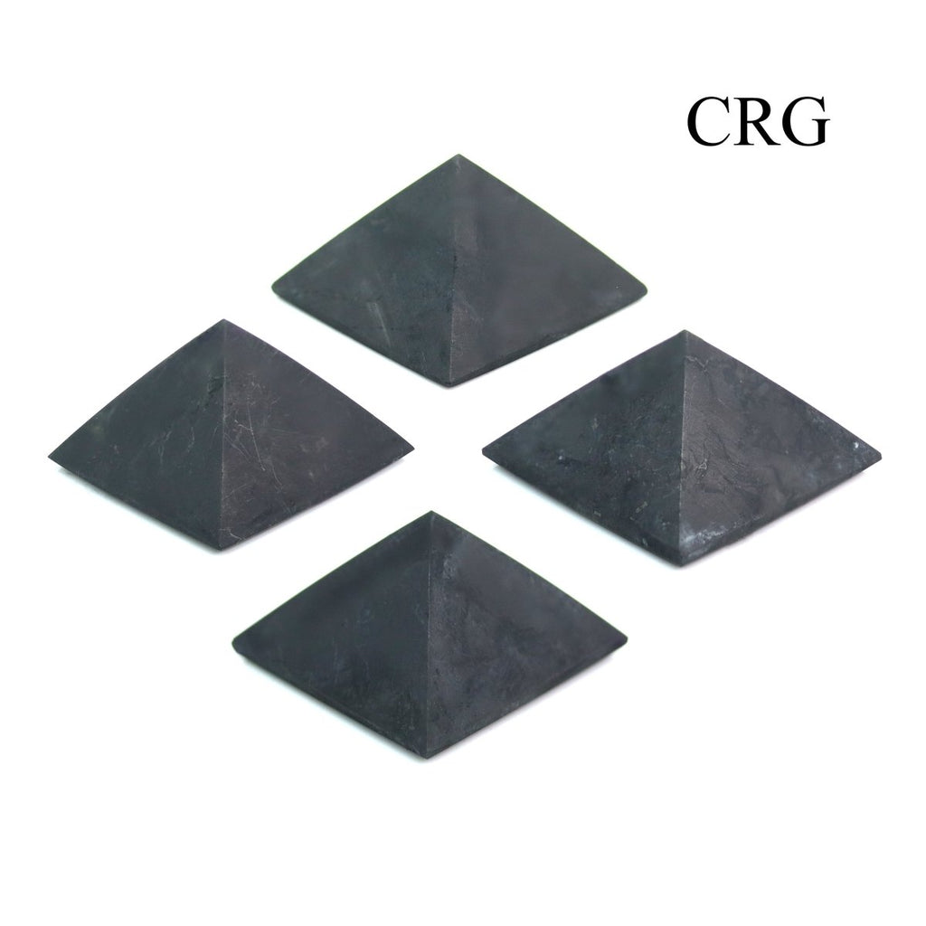 SET OF 4 - Unpolished Shungite Pyramids / 25mm AVG