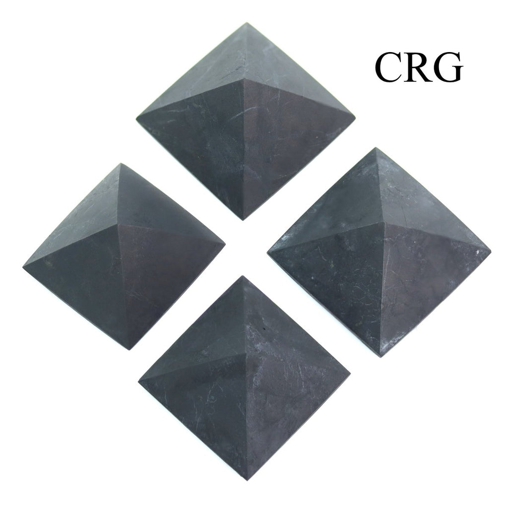 SET OF 4 - Unpolished Shungite Pyramids / 25mm AVG