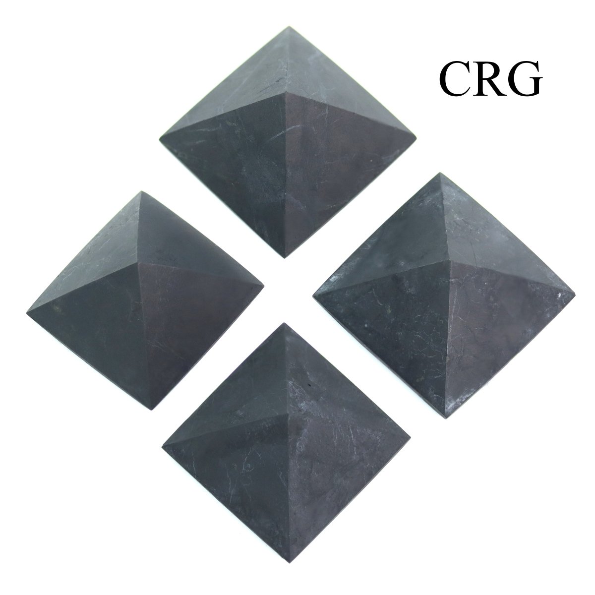 SET OF 4 - Unpolished Shungite Pyramids / 25mm AVG