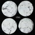 SET OF 4 - White Howlite Faceted Gemstone Disc Phone Decoration / 2" AVG