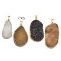 SET OF 4 - XLarge Gold Plated Druzy Pendant 40-50mm AVG (INJD)