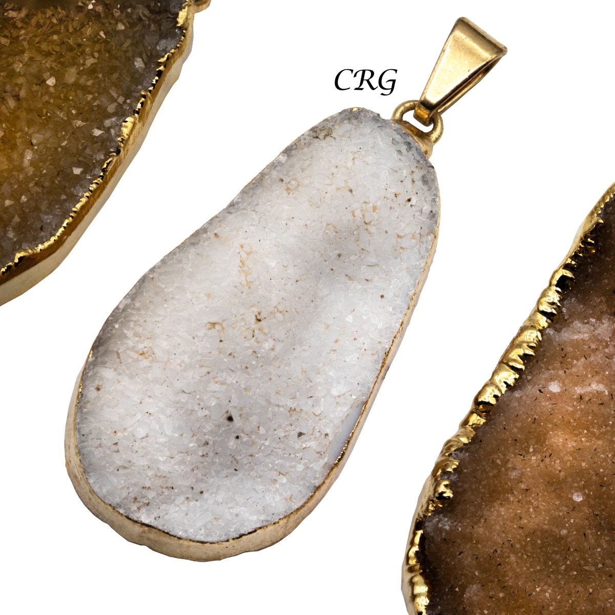 SET OF 4 - XLarge Gold Plated Druzy Pendant 40-50mm AVG (INJD)