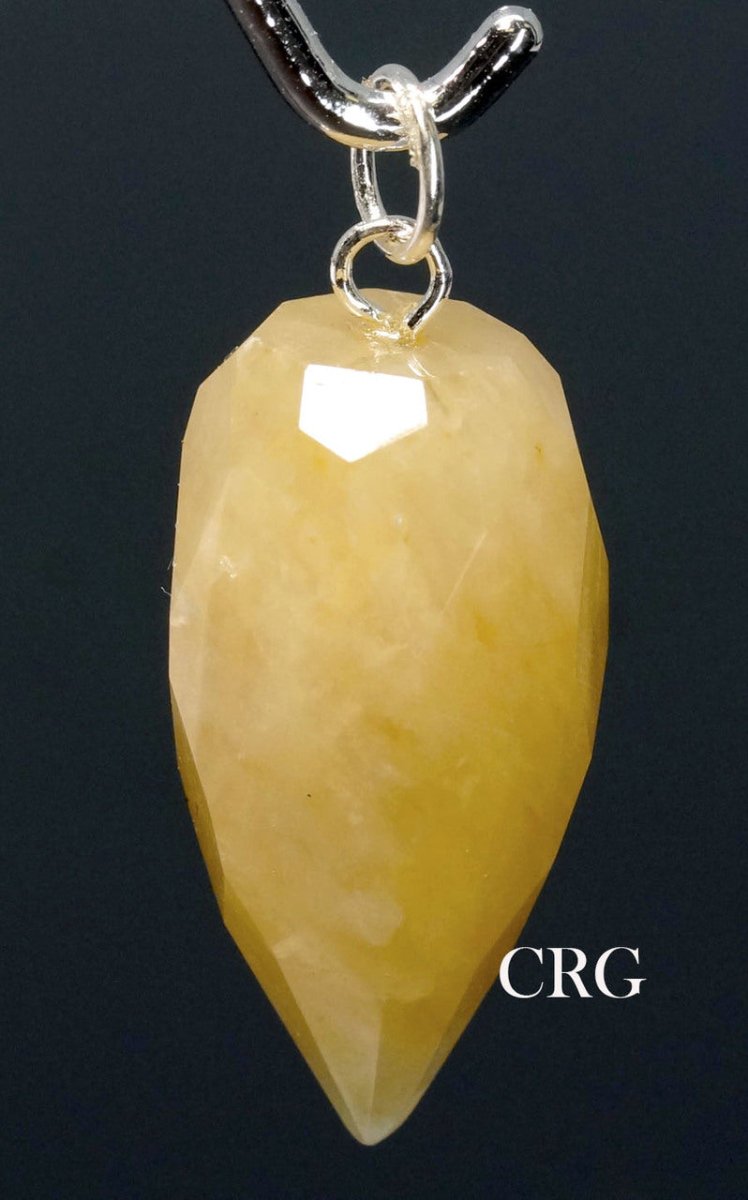 Yellow Aventurine Faceted Drop Pendant w/ Silver Bail - 1" - SET OF 4 (INJD)