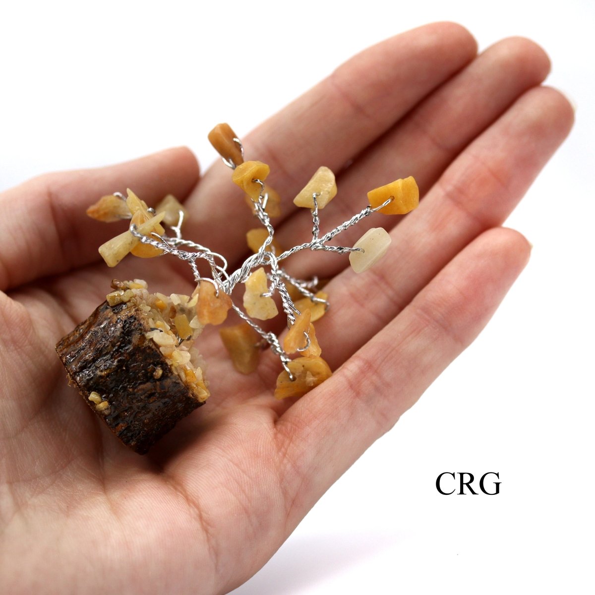 SET OF 4 - Yellow Quartz Gemstone Tree / 1-2" AVG