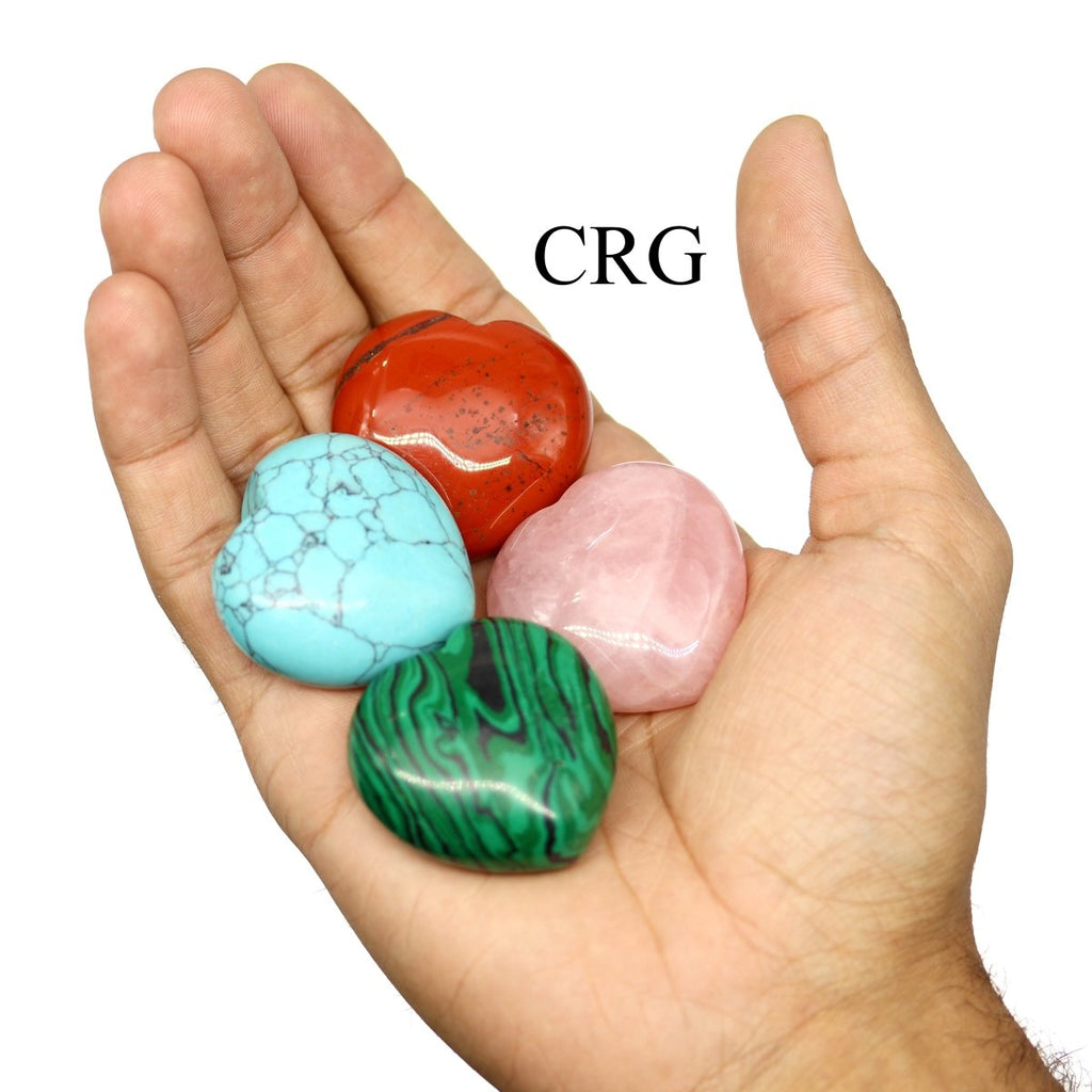 Assorted Gemstone Palm Hearts - 40 mm - Set of 48