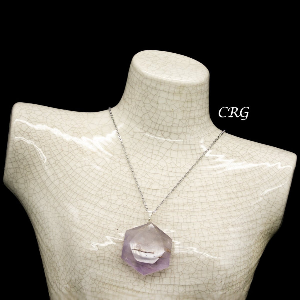 SET OF 5 - Amethyst Hexagram Pendants from Brazil / 30mm Avg
