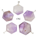 SET OF 5 - Amethyst Hexagram Pendants from Brazil / 30mm Avg