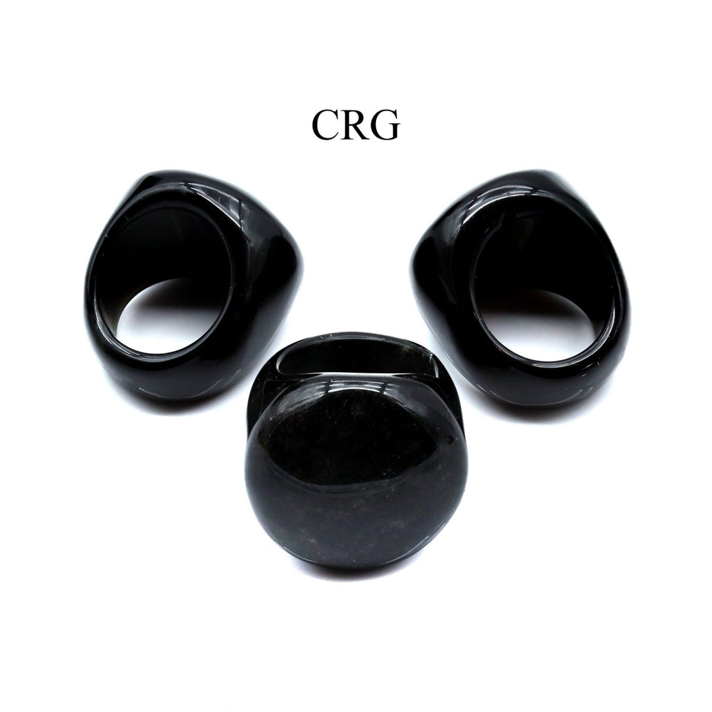 SET OF 5 - Black Obsidian Rings / Assorted Sizes
