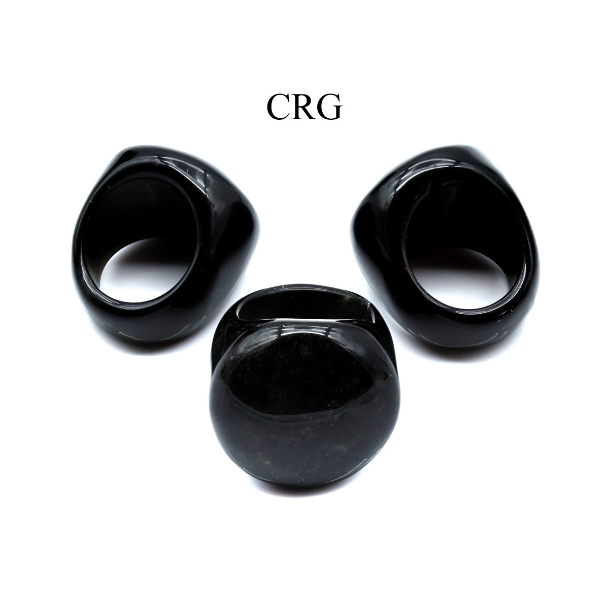 SET OF 5 - Black Obsidian Rings / Assorted Sizes