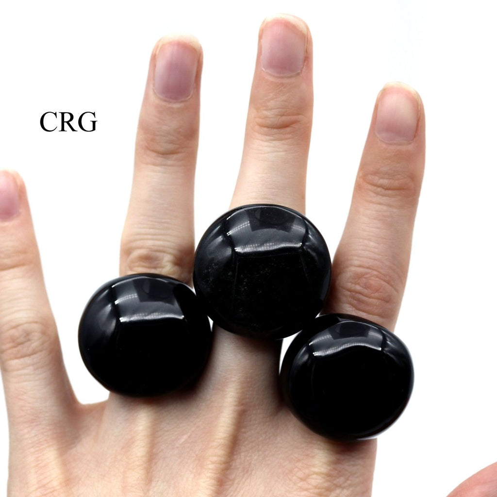 SET OF 5 - Black Obsidian Rings / Assorted Sizes