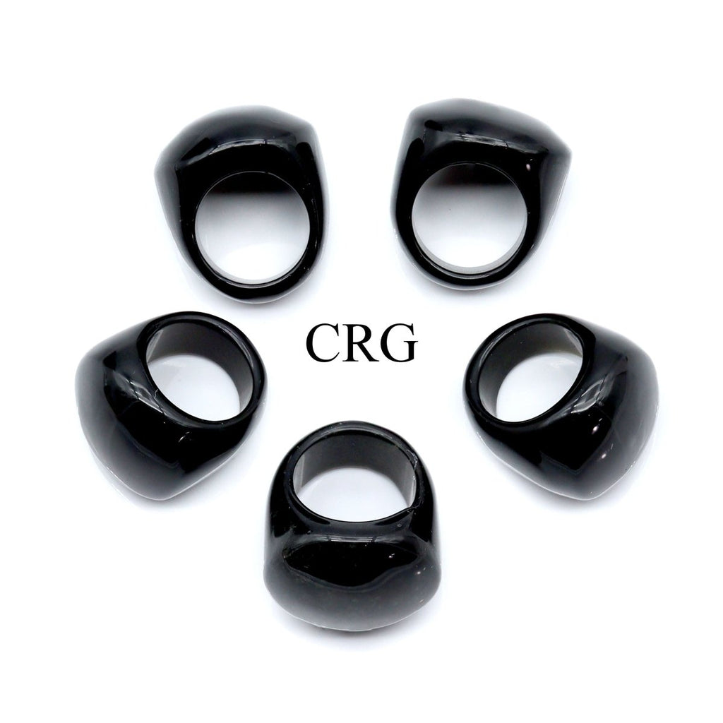 SET OF 5 - Black Obsidian Rings / Assorted Sizes