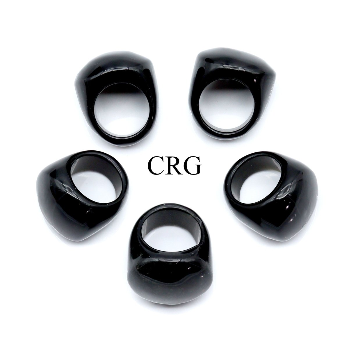 SET OF 5 - Black Obsidian Rings / Assorted Sizes