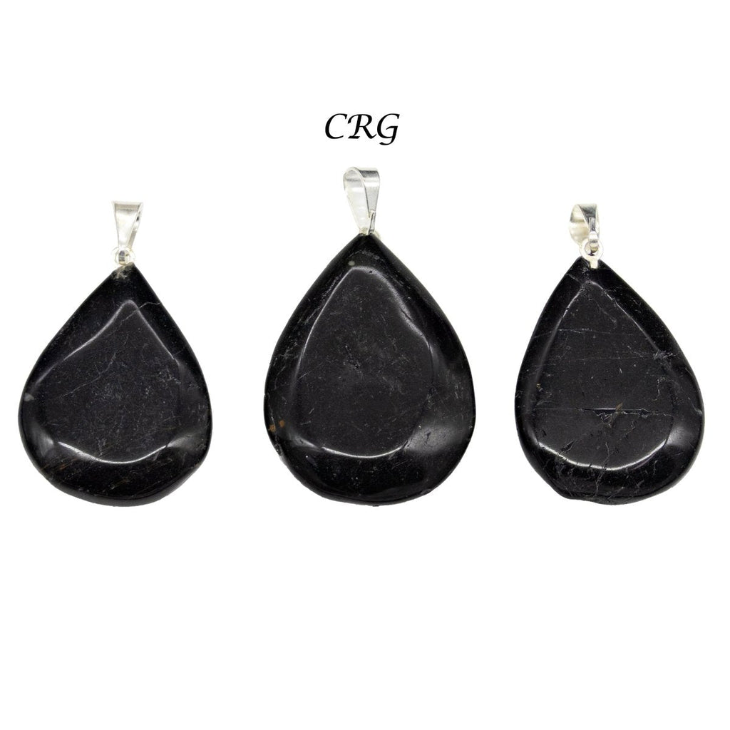 SET OF 5 - Black Tourmaline Drop Pendants from Brazil