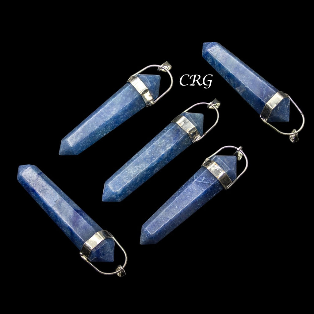 SET OF 5 - Blue Quartz Double Terminated Pendant from Brazil / 45mm Avg