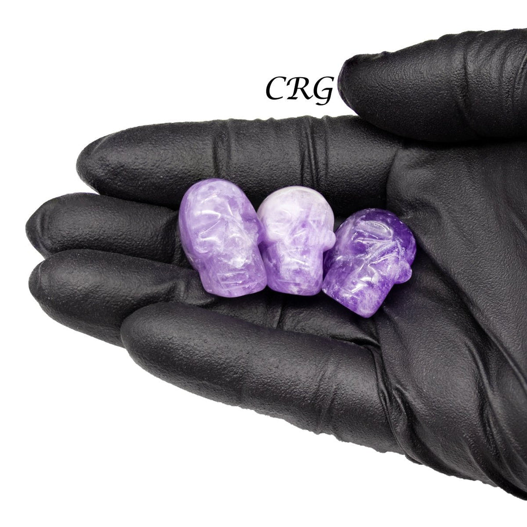 SET OF 5 - Chevron Amethyst Gemstone Skull from Brazil / 30mm Avg