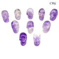 SET OF 5 - Chevron Amethyst Gemstone Skull from Brazil / 30mm Avg