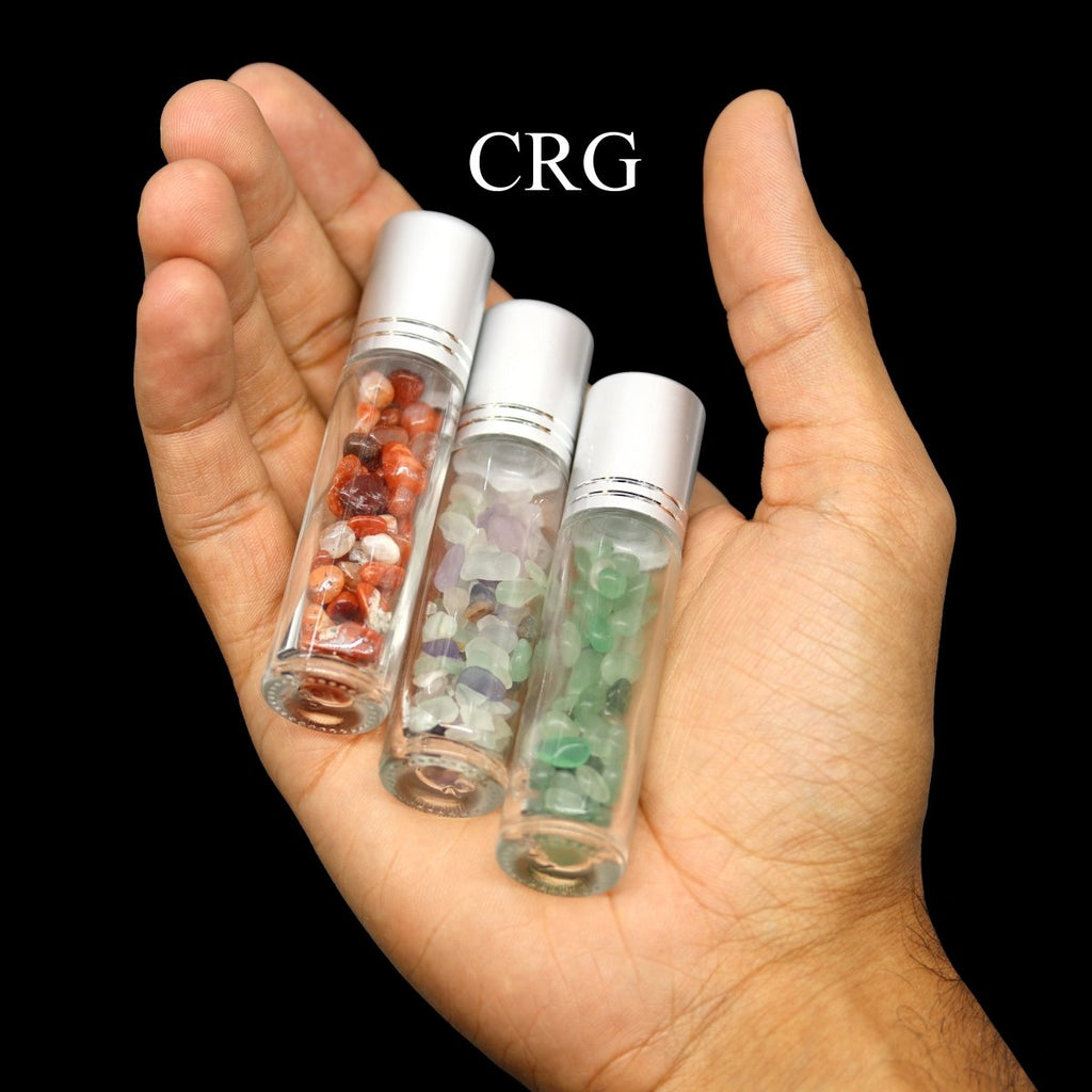 SET OF 5 - Crystal Infused Essential Oil Rollers / 3.5"
