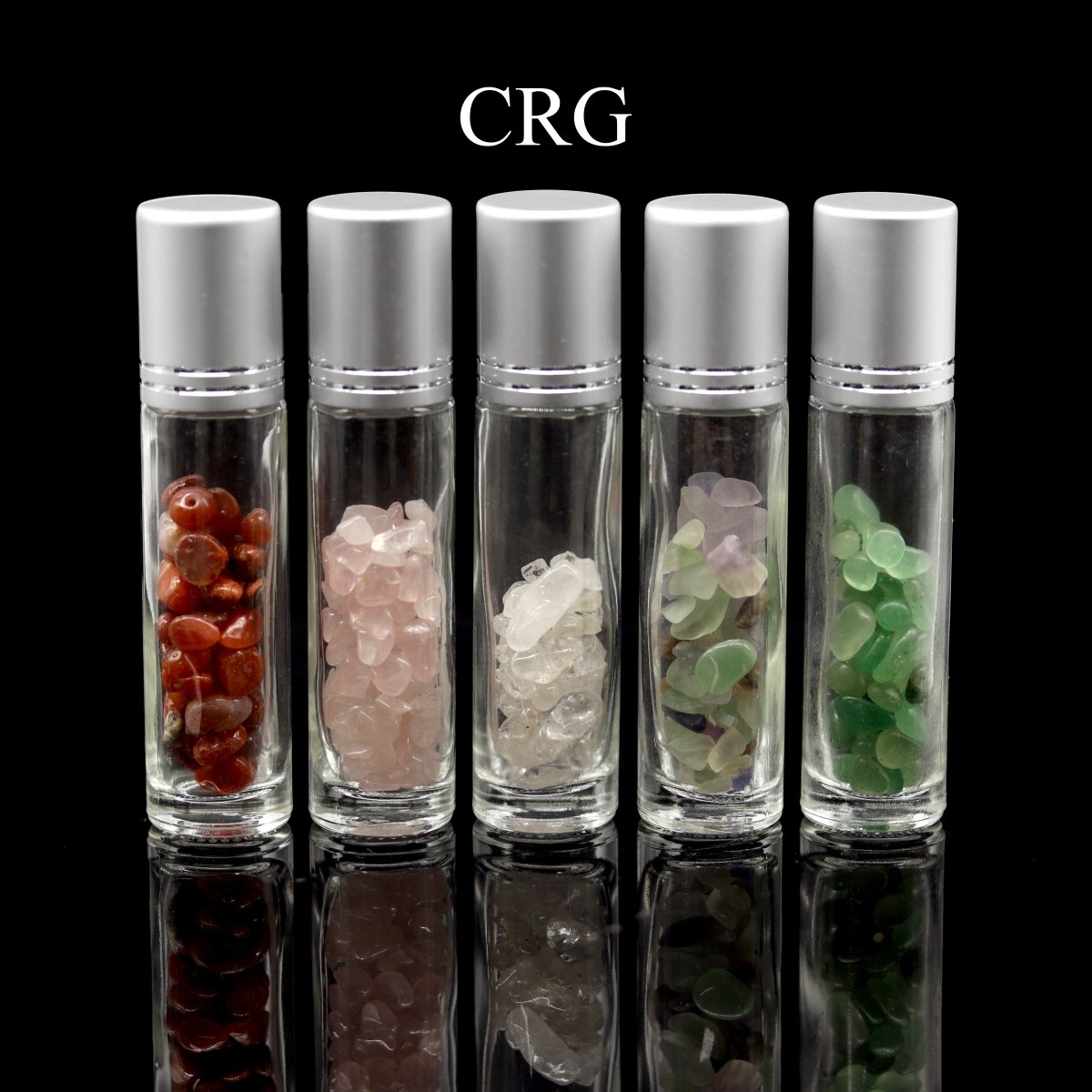 SET OF 5 - Crystal Infused Essential Oil Rollers / 3.5"