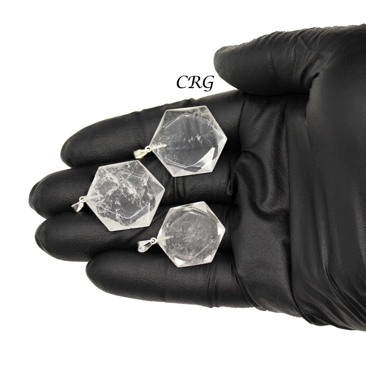 Crystal Quartz Hexagram Pendants from Brazil 30 mm (5 Pieces)