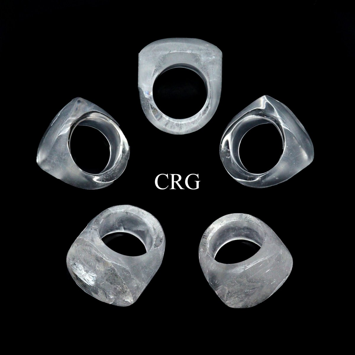 SET OF 5 - Crystal Quartz Rings / Assorted Sizes