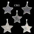 SET OF 5 - Crystal Quartz Star Pendants from Brazil / 30mm Avg