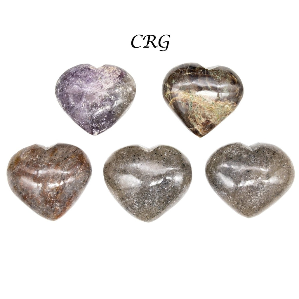 SET OF 5 - Garnet Gemstone Puffy Heart / 1-2" AVG