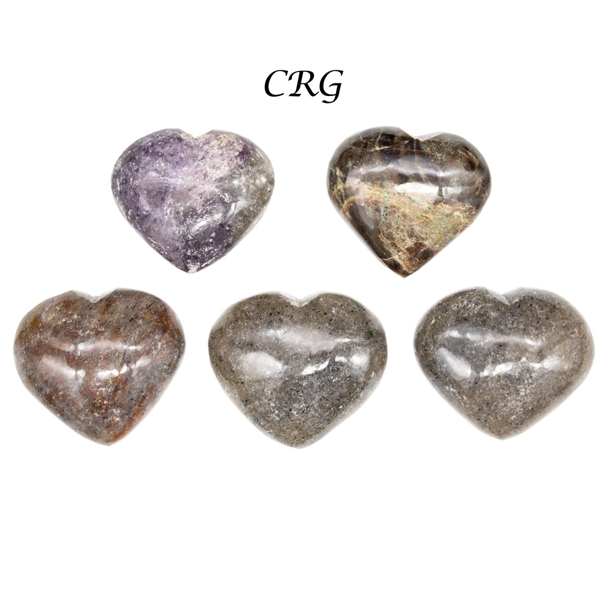 SET OF 5 - Garnet Gemstone Puffy Heart / 1-2" AVG