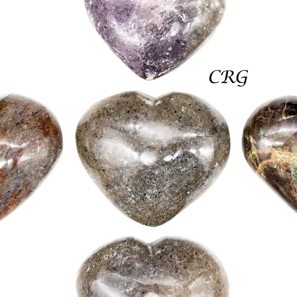 SET OF 5 - Garnet Gemstone Puffy Heart / 1-2" AVG