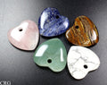 SET OF 5 - Gemstone Heart Pendants w/ Drilled Hole / 45mm