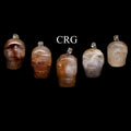 SET OF 5 - Golden Healer Quartz Gemstone Skull Pendants with Silver Plated Bail / 30mm AVG