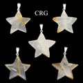 SET OF 5 - Golden Healer Quartz Star Pendants from Brazil / 30mm Avg
