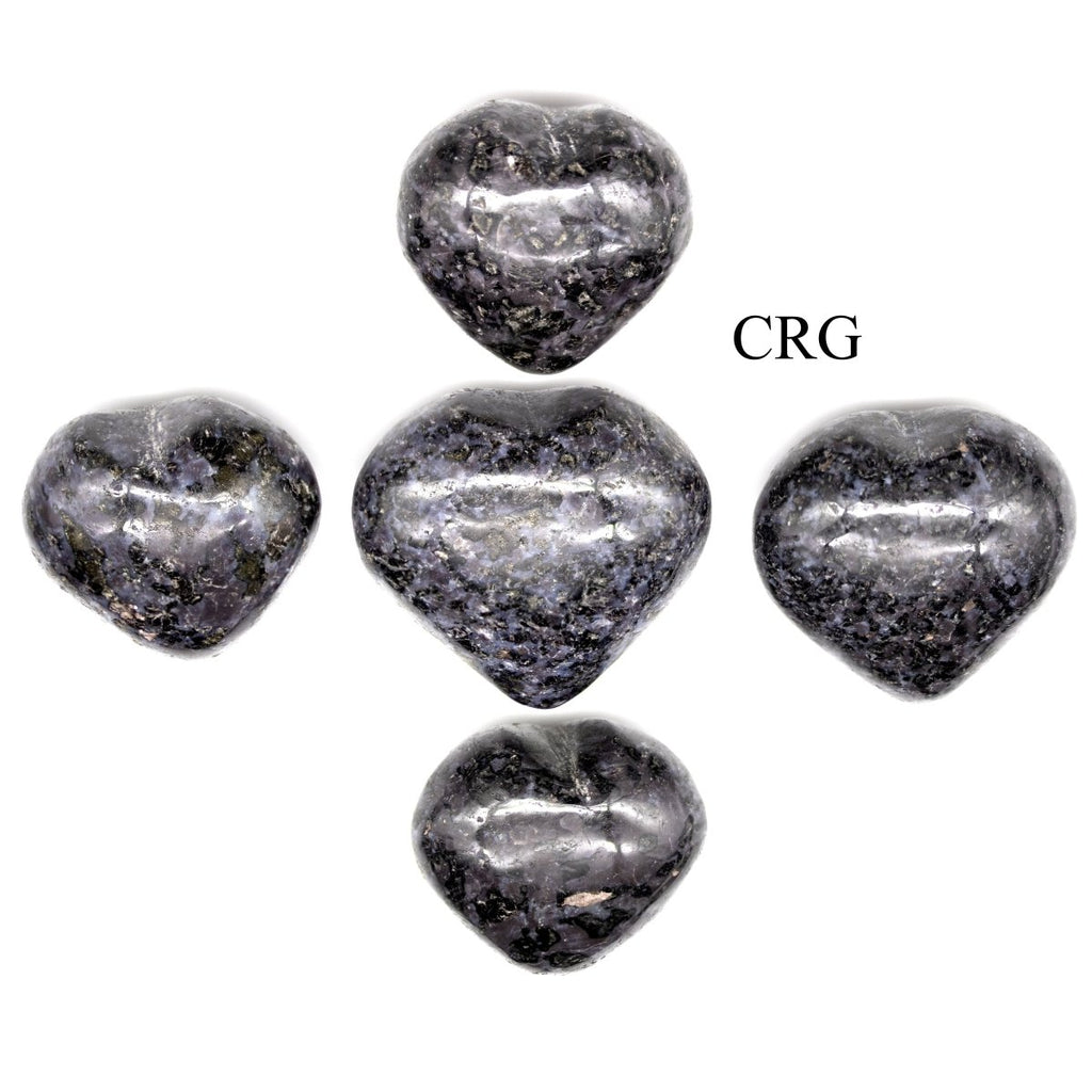 SET OF 5 - Indigo Gabbro Puffy Gemstone Heart / 1-2" AVG