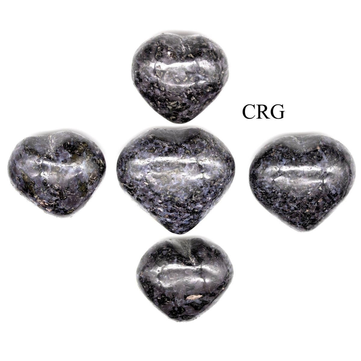 SET OF 5 - Indigo Gabbro Puffy Gemstone Heart / 1-2" AVG