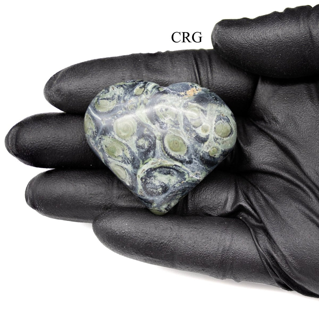 Set of 5 - Kambaba Jasper Puffy Gemstone Heart / 1.5-3" AVG