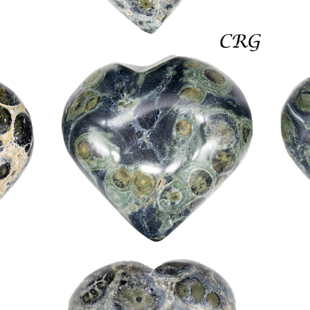 Set of 5 - Kambaba Jasper Puffy Gemstone Heart / 1.5-3" AVG