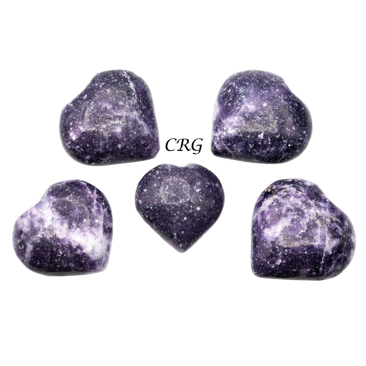 Set of 5 - Lepidolite Puffy Heart / 1-1.5" AVG