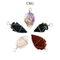 Mixed Gemstone Arrowhead Pendants w/ Silver Wire - 1" - SET OF 5 (INJD)