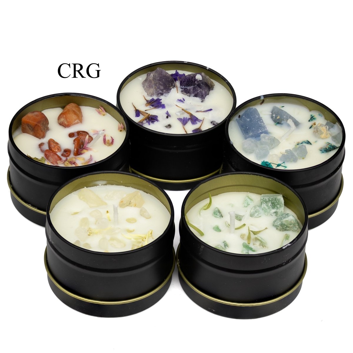 SET OF 5 - MYSTERY! Gemstone Candles / 6.5x4cm / HYPOALLERGENIC