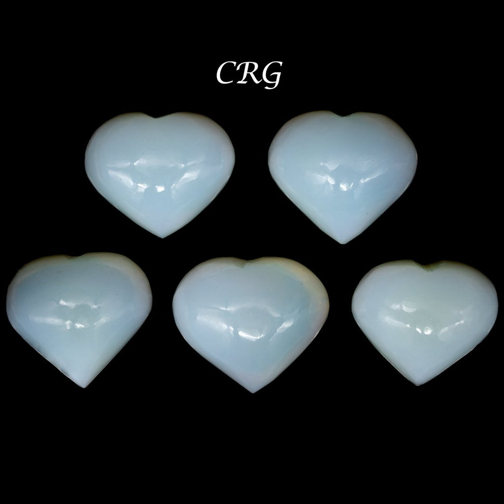 SET OF 5 -  Opalite Gemstone Puffy Heart / 1.5" AVG