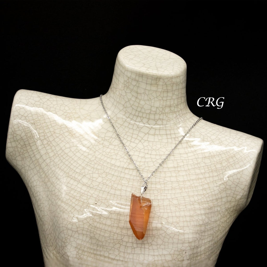 SET OF 5 - Red Lemurian Quartz Natural Tip Pendants from Brazil