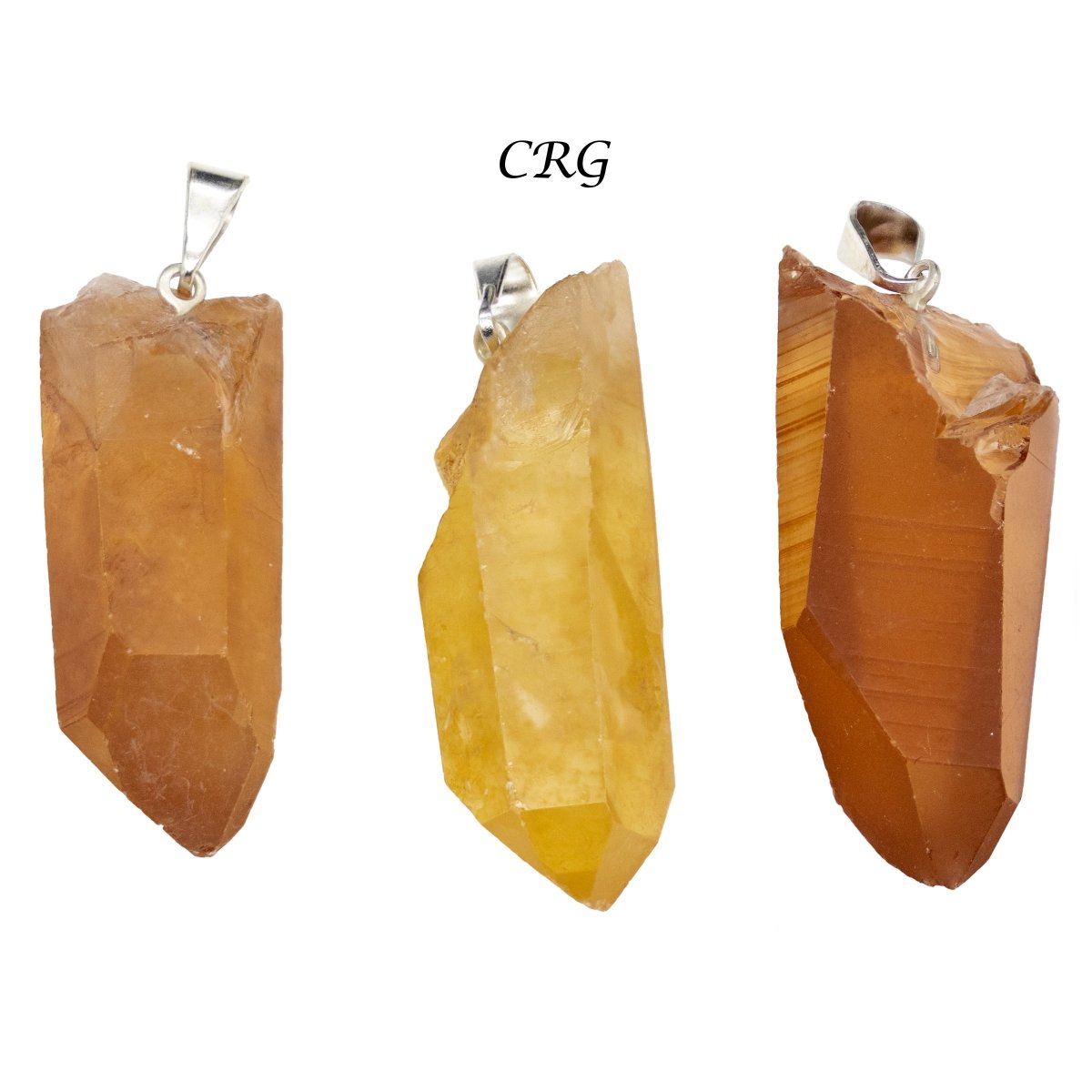 SET OF 5 - Red Lemurian Quartz Natural Tip Pendants from Brazil