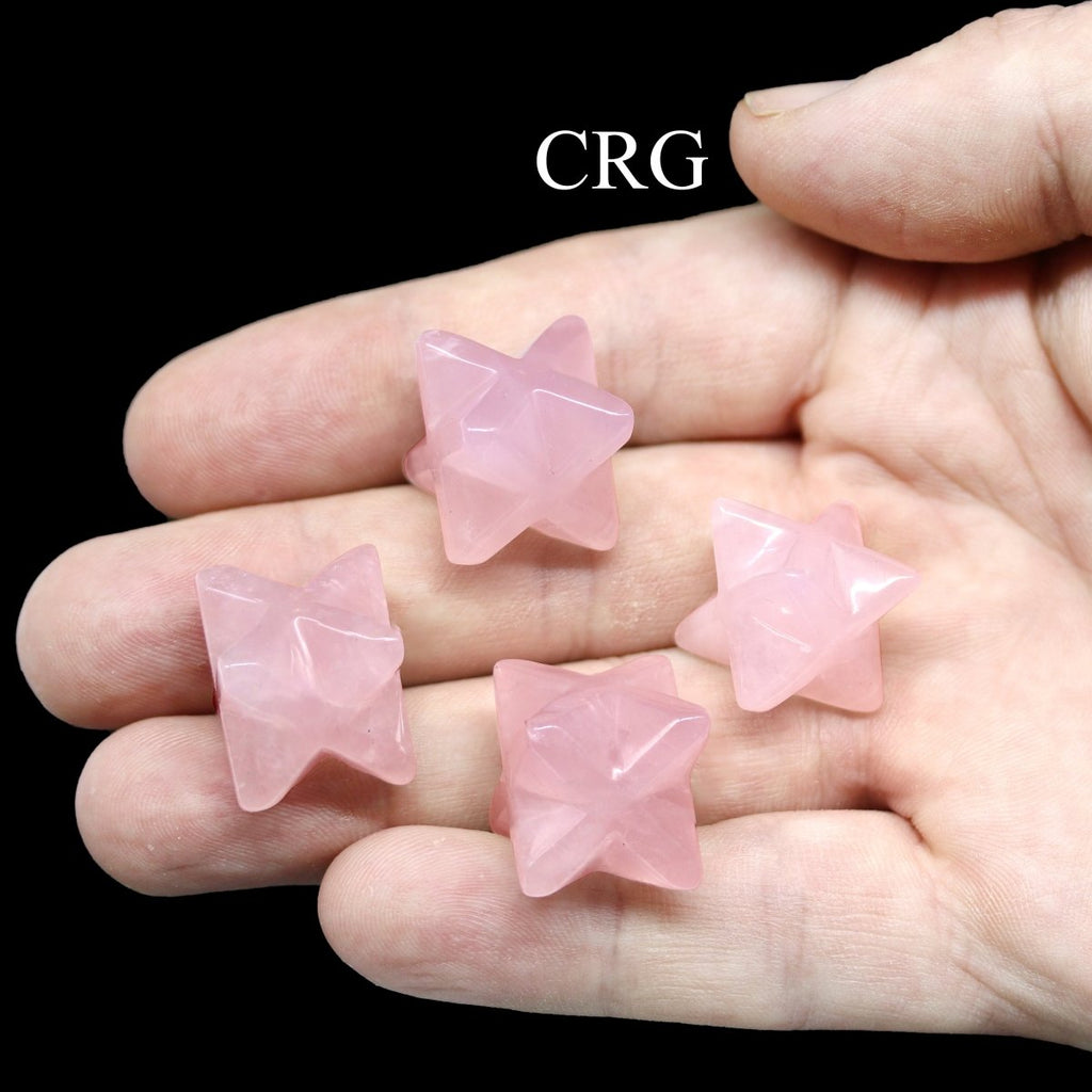 SET OF 5 - Rose Quartz Gemstone Mini Merkabas / 18mm Avg