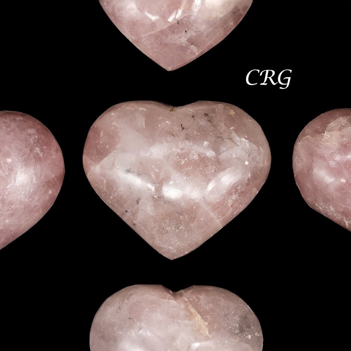 SET OF 5 - Rose Quartz Gemstone Puffy Heart / 1-2" AVG