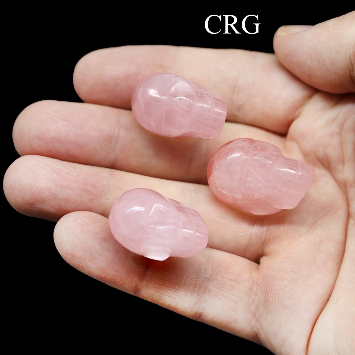 SET OF 5 - Rose Quartz Gemstone Skull / 30mm AVG