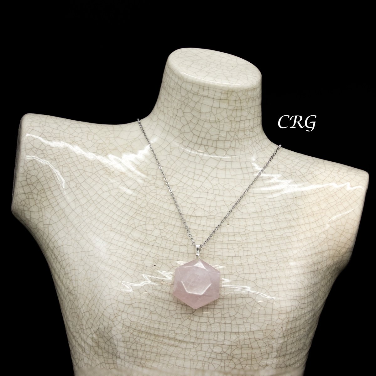 SET OF 5 - Rose Quartz Hexagram Pendants from Brazil / 30mm Avg