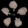 SET OF 5 - Rose Quartz Rough Rock Pendant from Brazil / 18-22mm Avg